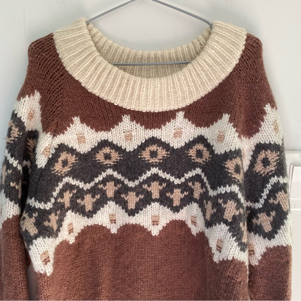 Aerie Fair Isle Oversized Chunky Knit Sweater Size Medium - Picture 2 of 6
